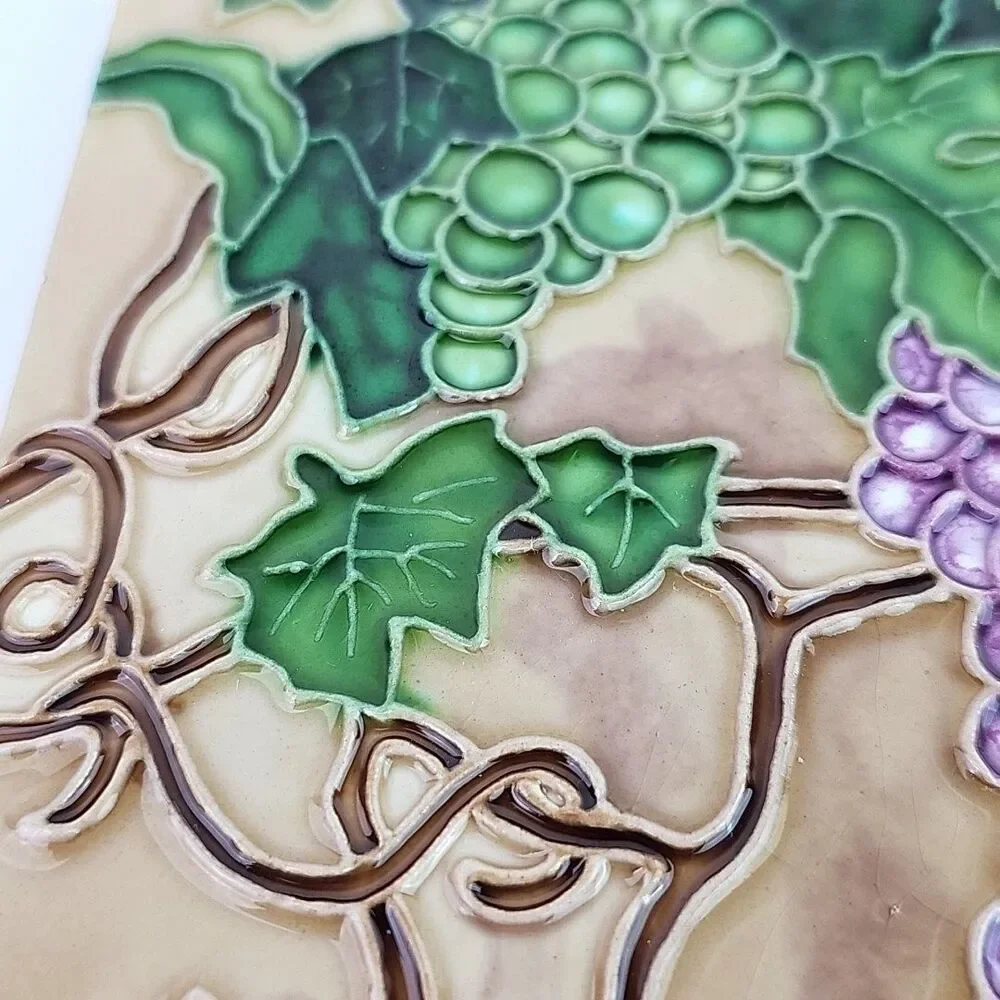 Vines Grapes set of 2 Art Tile 6x6 Decorative Wall Backsplash Free Standing